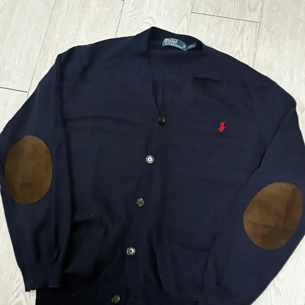 [BUNJANG] Polo Ralph Lauren Navy Elbow Patch Cardigan XL / [폴로 랄프로렌 네이비 엘보패치 가디건XL]