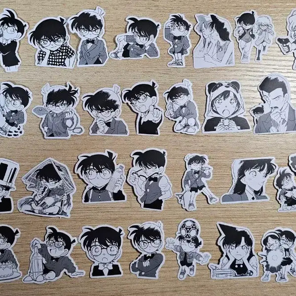 [BUNJANG] Detective Conan Black & White Sketch Sticker Set / 코난 흑백 원화 조각 스티커 판매합니다.