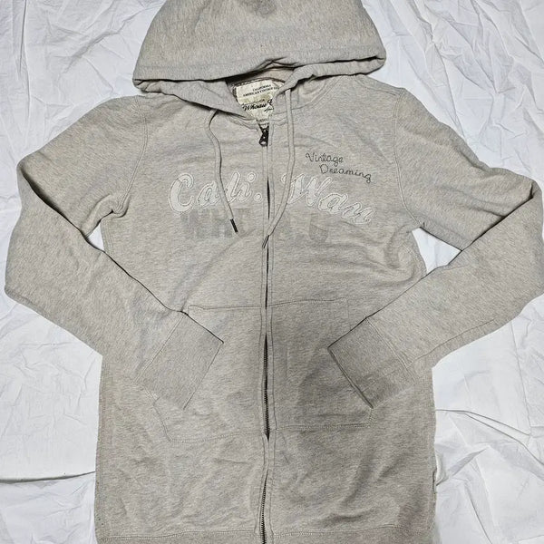 [BUNJANG] Who.A.U Y2K Pinstripe Midi Hoodie Zip-up / 후아유 y2k 핀터깔 미디 후드집업 M