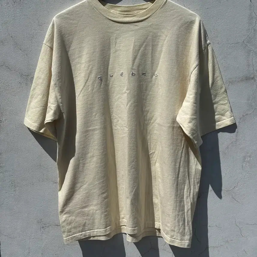 [BUNJANG] Quebec Lettering Vintage T-Shirt Ivory XL / [XL] quebec 아이보리 레터링 빈티지 반팔 티셔츠 CANADA