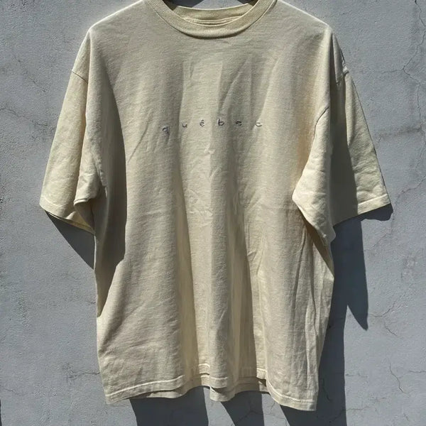 [BUNJANG] Quebec Lettering Vintage T-Shirt Ivory XL / [XL] quebec 아이보리 레터링 빈티지 반팔 티셔츠 CANADA