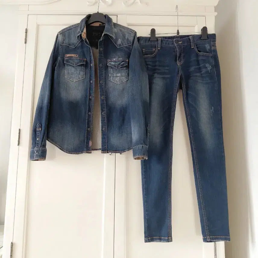 [BUNJANG] Buckaroo & Tankers Indigo Denim Shirt and Pants Set / 상태최상)버커루+탱커스세트 에고이스트시슬리보브sjsj오즈세컨미샤헤지스보브
