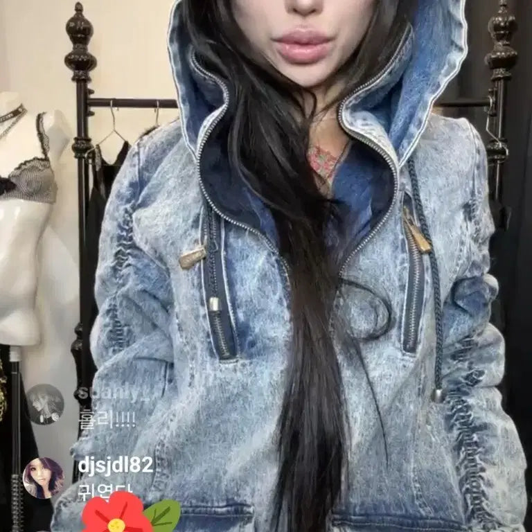 [BUNJANG] DigDeep Washed Denim Hooded Field Jacket / DigDeep워싱 데님 후드 야상 점퍼
