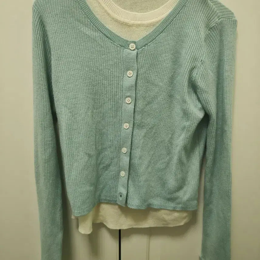 [BUNJANG] Sky Blue Layered Knit Cardigan (Size S) / 하늘색 레이어드 니트 가디건 s