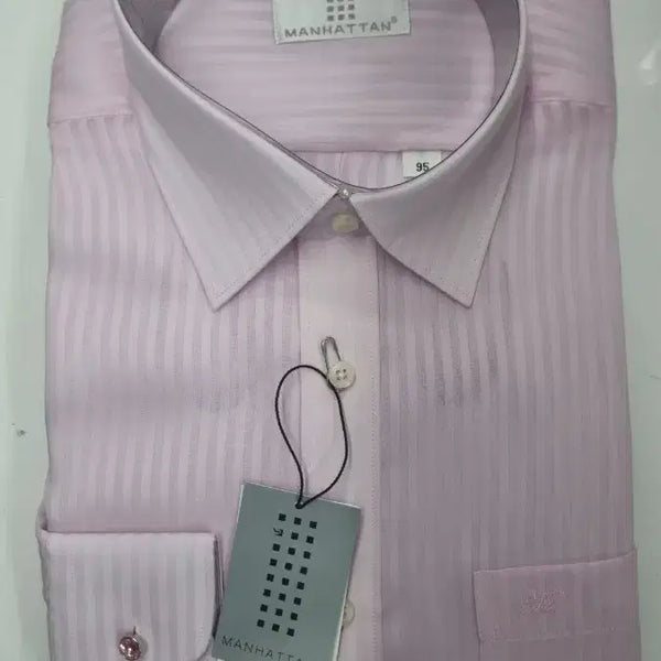 [BUNJANG] Manhattan Pink Asahi Stripe Shirt / 맨하탄 핑크 아사 스트라이프 남방 셔츠
