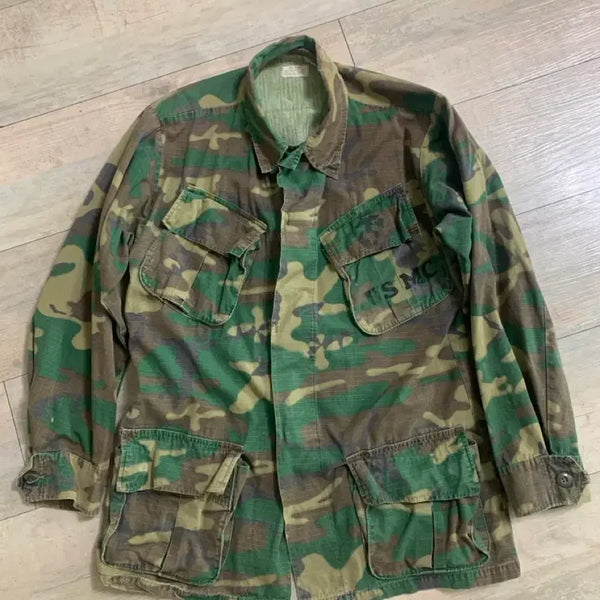 [BUNJANG] USMC ERDL Ripstop Camouflage Jungle Fatigue Shirt Small Regular / Usmc 미해병 립스탑 카모라주 ERDL 정글퍼티그 셔츠 스몰레귤러