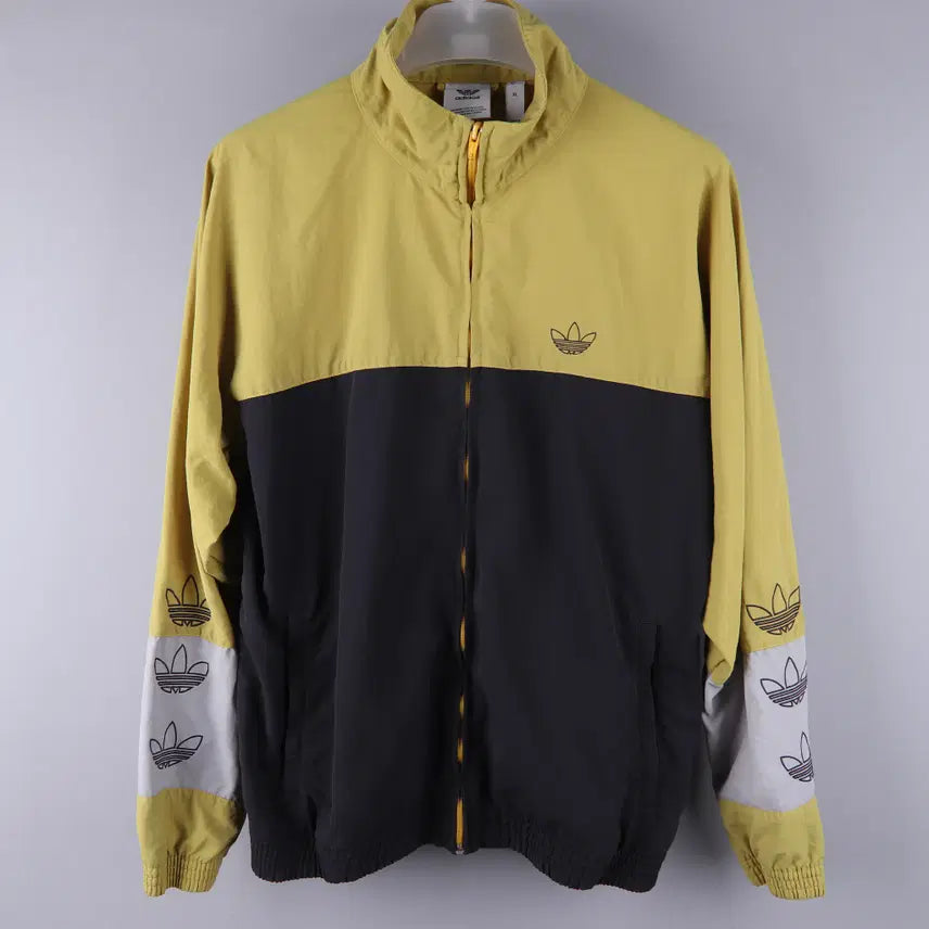 [BUNJANG] Adidas Block Warm-up Zip-up Jacket Black Gold XL / 아디다스 블록 웜업 집업 자켓 블랙 골드 (XL)