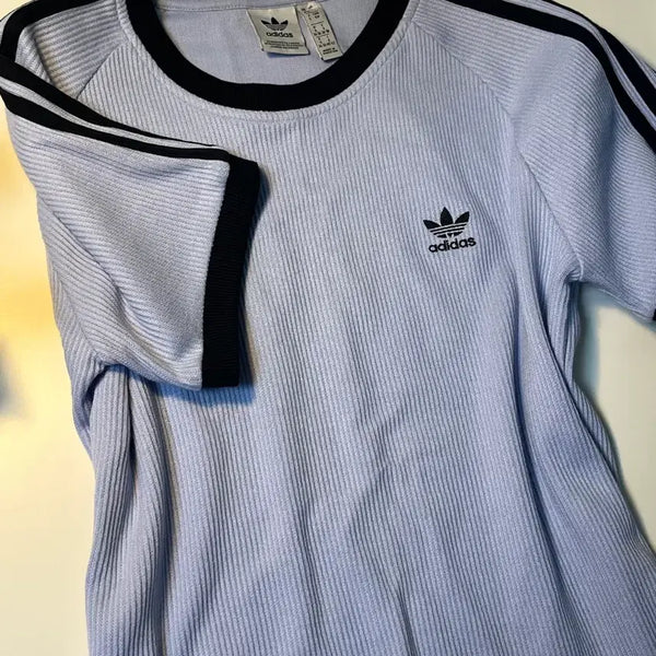 [BUNJANG] Adidas Waffle Slim Short Sleeve T-Shirt Light Blue / [1회착용]아디다스 와플 슬림 반팔티 라이트블루