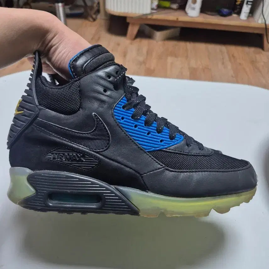[BUNJANG] Nike Air Max 90 Black/Blue High-Top Sneakers / 나이키 에어맥스90 블랙/블루 하이탑 스니커즈 270