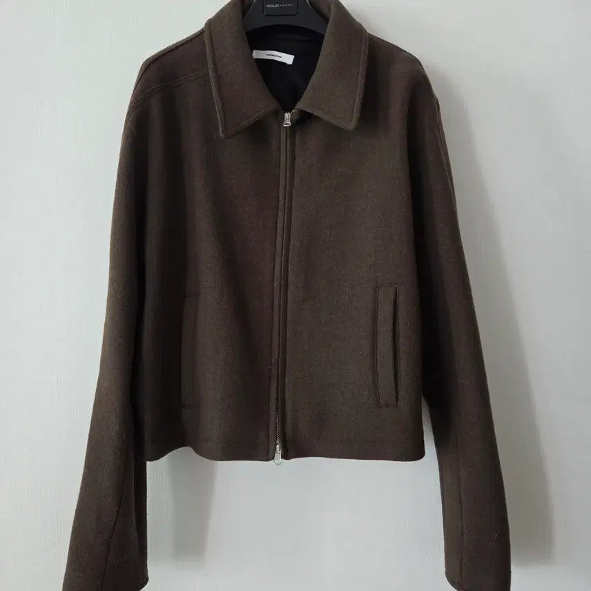 [BUNJANG] Nonnode Cropped Detail Wool Jacket Stripe Brown Size 1 / 논노드 크롭 디테일 울 자켓 스트라이프 브라운 1사이즈