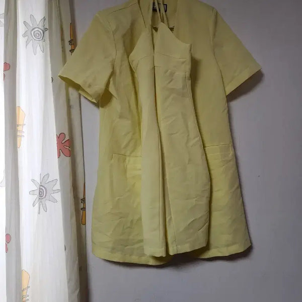 [BUNJANG] Yellow Short Sleeve Jacket + Slip Dress Set / 옐로우 반팔 자켓 + 슬립 원피스 세트66