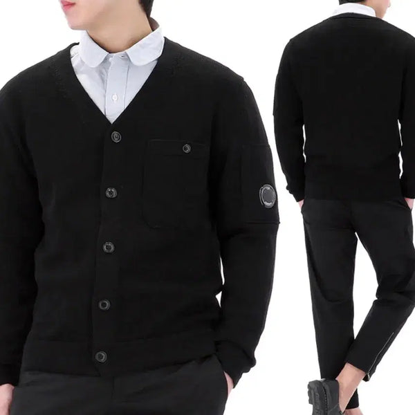 [BUNJANG] CP Company Lens Applique Cardigan Black / CP컴퍼니 렌즈 와펜 가디건 블랙 52