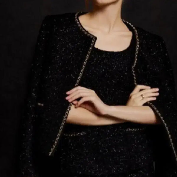 [BUNJANG] The Lauren Chain Tweed Jacket Skirt Set M / 더로랑 체인 트위드 자켓 스커트 m