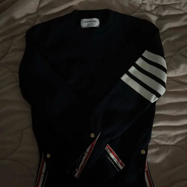 [BUNJANG] Thom Browne Cotton Crepe Milano Stitch Crewneck Pullover Navy / (W) 톰브라운 코튼 크레이프 밀라노 스티치 크루넥 사선 풀오버 네이비