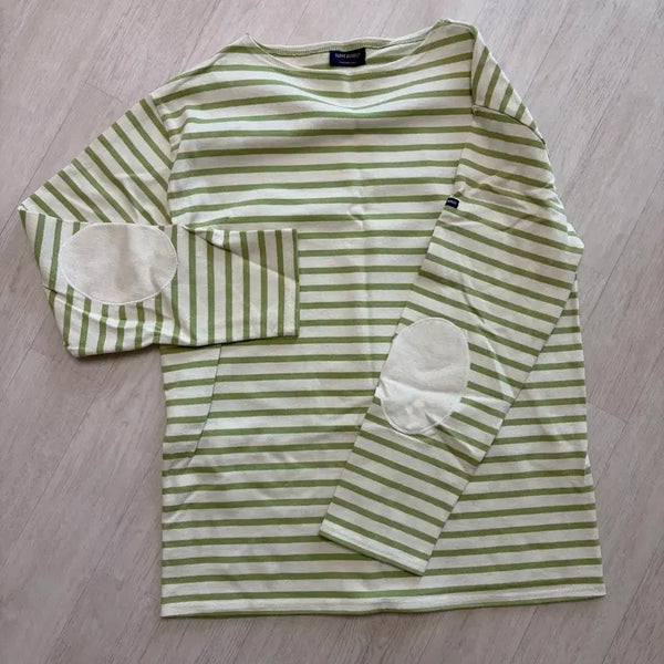 [BUNJANG] Saint James Green Stripe Long Sleeve T-Shirt / 세인트제임스 그린 스트라이프 긴팔 티셔츠