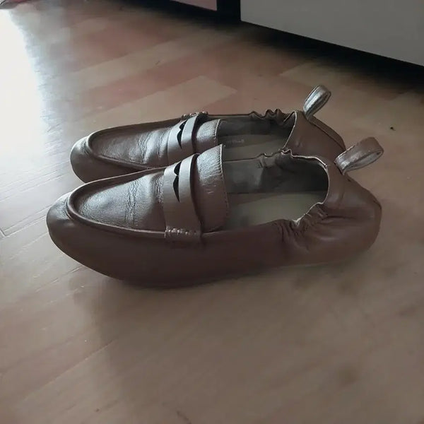 [BUNJANG] Brown Leather Women's Loafers Flats / 브라운 가죽 여성 로퍼 단화