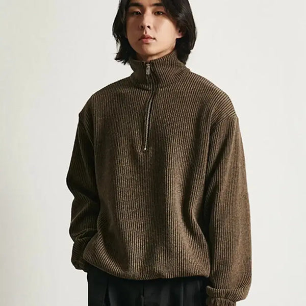 [BUNJANG] Bayell Knit Half Zip-Up Brown / 바이엘 니트 하프 집업 브라운