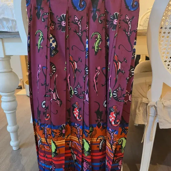 [BUNJANG] Object Pattern Pleated Long Skirt / 오브제 패턴 플리츠 롱스커트