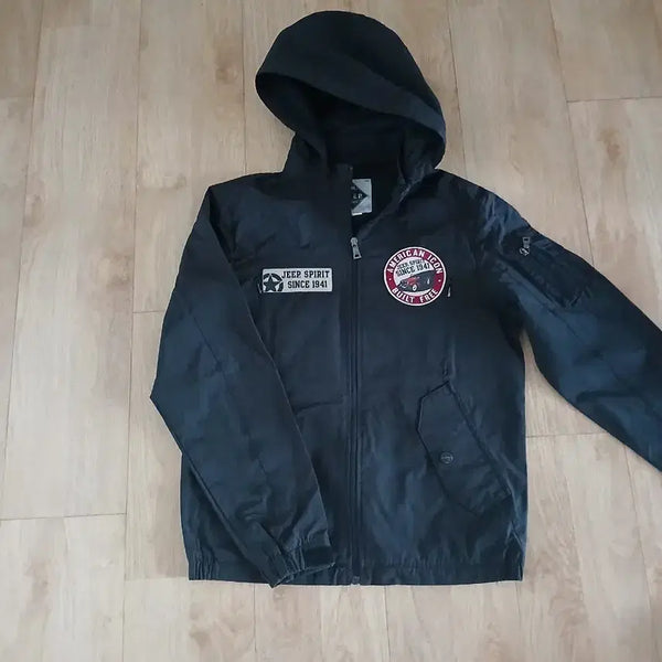 [BUNJANG] Jeep Black Hooded Windbreaker Jumper / Jeep 지프 블랙 후드 바람막이 점퍼(최상)