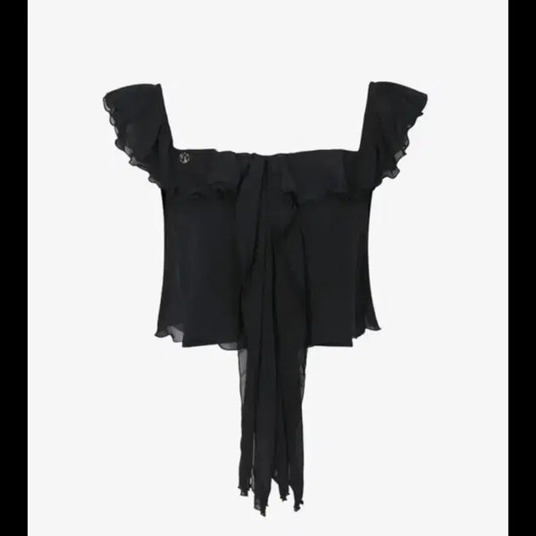 [BUNJANG] Pain Or Pleasure Rosalie Frill Top Black S / 페인오어플레져 로잘리 프릴 탑 블랙 s