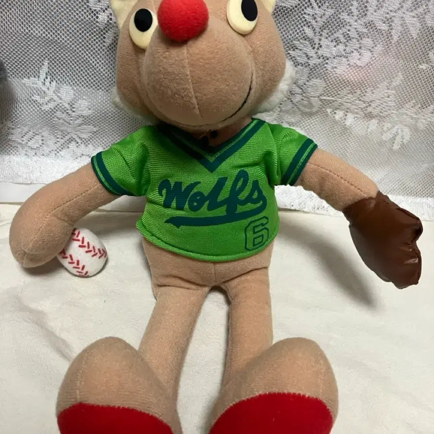 [BUNJANG] Baseball Uniform Wolf Plush + Baseball / 야구 유니폼 늑대 인형 + 야구공