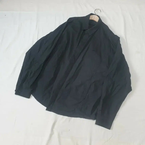 [BUNJANG] Juun.J Black Oversized Dolman String Coach Shirt / 준지 돌먼 블랙 오버핏 스트링 코치 셔츠