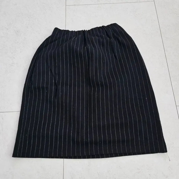 [BUNJANG] Black Stripe Midi Skirt / 블랙 스트라이프 스커트