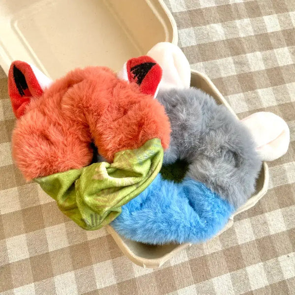 [BUNJANG] Zootopia Nick & Judy Scrunchie Hair Tie Set / (새상품,일괄가격) 주토피아 닉 주디 슈슈 머리끈