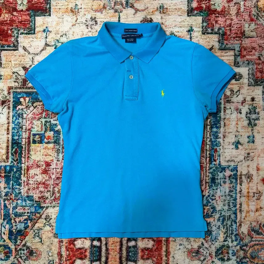 [BUNJANG] Polo Ralph Lauren Skinny Fit Sky Blue Pony Logo Short Sleeve Polo Shirt / [M] 폴로 랄프로렌 스키니 핏 스카이 블루 포니로고 카라 반팔