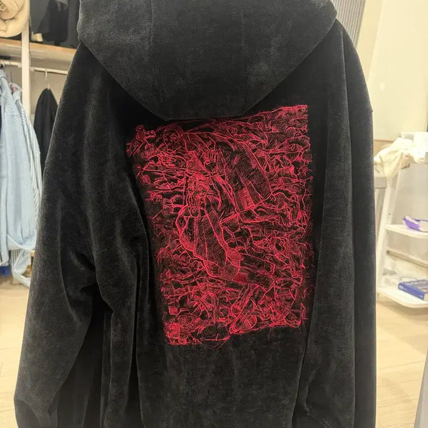 [BUNJANG] Ziozia Velvet Artwork Hoodie (New) / 지오송지오 벨벳 아트워크 후드 새상품