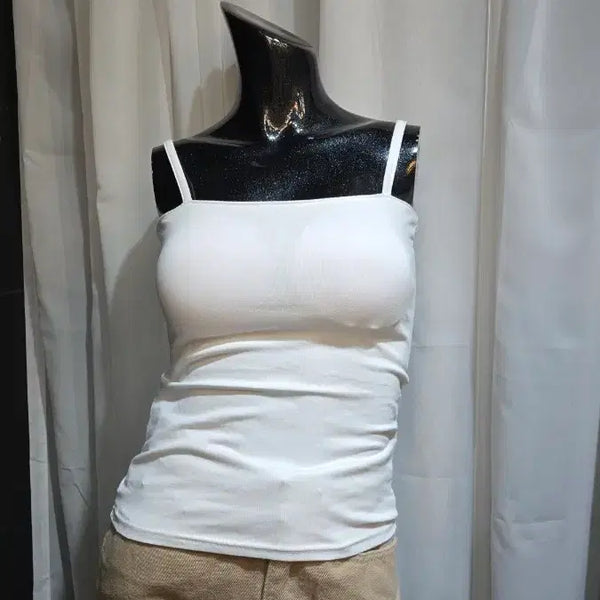 [BUNJANG] Built-in Bra White Camisole Top / 캡내장  끈나시