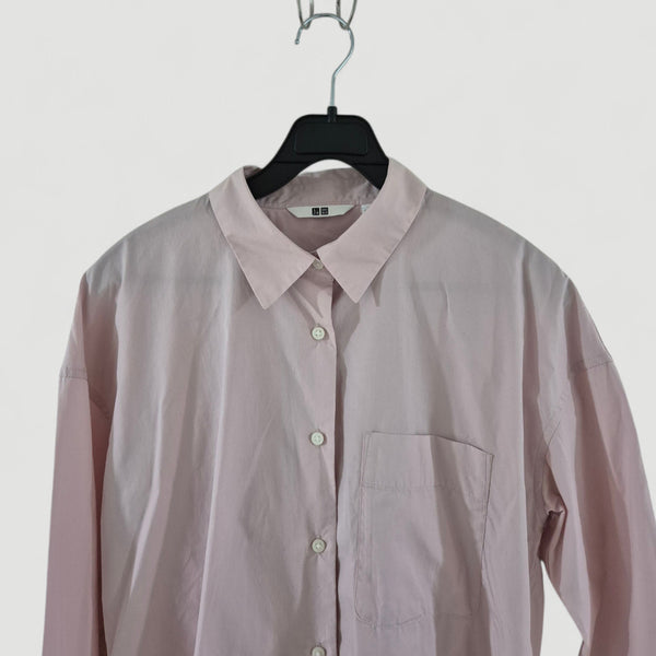 [BUNJANG] Uniqlo Oversized Long Sleeve Shirt Pink Women's Size S / 유니클로 긴팔셔츠 핑크 오버핏 여성