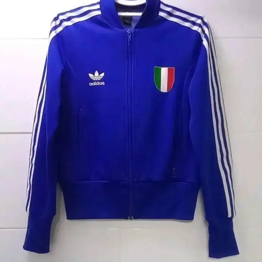 [BUNJANG] Adidas Italy Blue Track Top Jersey Full Zip S / 아디다스 여자 이탈리아 블루 트랙탑 져지집업 90/S
