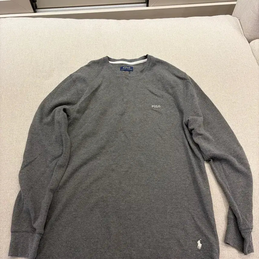 [BUNJANG] Polo Ralph Lauren Grey Waffle Knit Long Sleeve T-Shirt L / 폴로 랄프로렌 그레이 와플 니트 긴팔 티셔츠 L