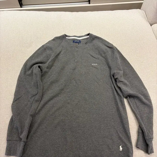 [BUNJANG] Polo Ralph Lauren Grey Waffle Knit Long Sleeve T-Shirt L / 폴로 랄프로렌 그레이 와플 니트 긴팔 티셔츠 L
