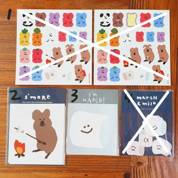 [BUNJANG] Dino Tteng Stickers - S'more Quokka & Marsh / 다이노탱 스티커 새상품 단종상품