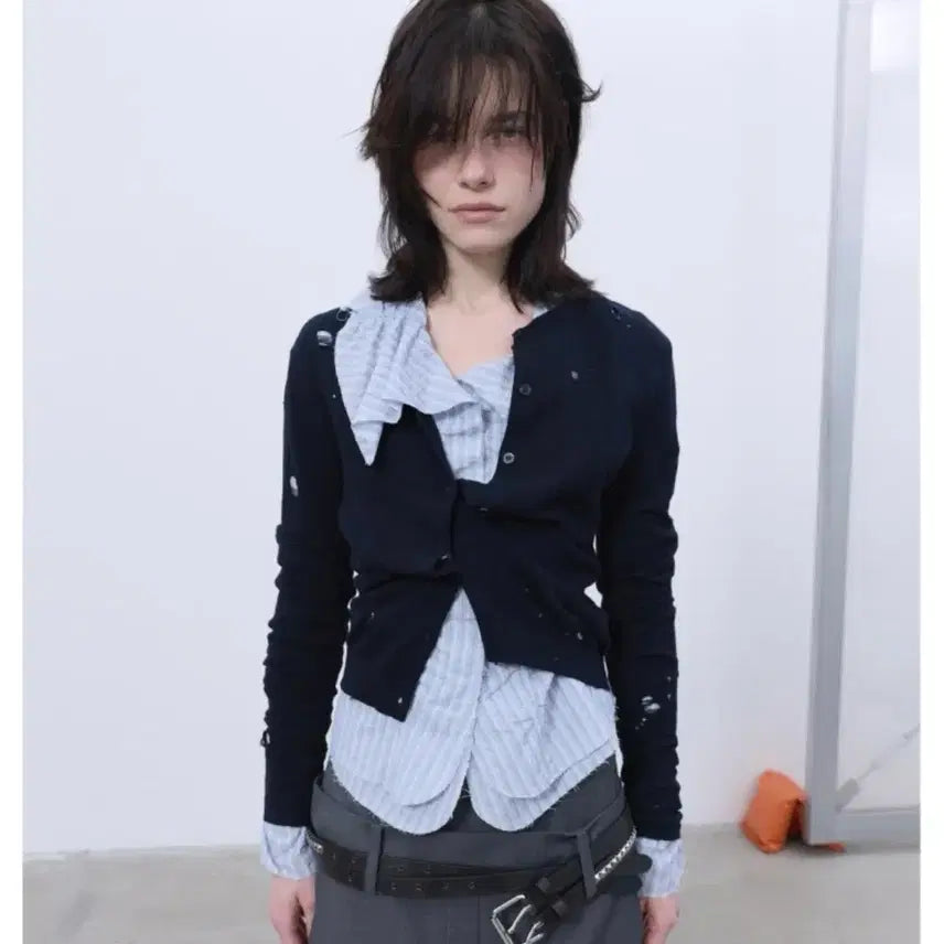 [BUNJANG] LCDC Distressed Cardigan Navy M / 엘씨디씨 티엠 LCDC DISTRESSED 가디건 새상품
