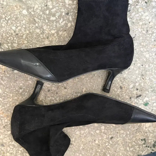 [BUNJANG] Att Ankle Boots Leather Suede 5cm Heel / Att 앵클부츠