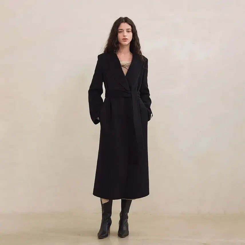 [BUNJANG] GRACE U Carol Shawl Collar Handmade Wool Silk Coat Black / [실크]그레이스유 캐롤 숄 카라 핸드메이드 코트(블랙,XS-S)