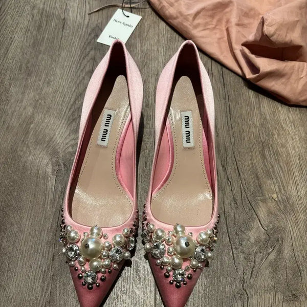[BUNJANG] Miu Miu Pearl Crystal Heels / 미우미우 정품 진주 크리스탈 구두 컨디션 최상 230 갸루