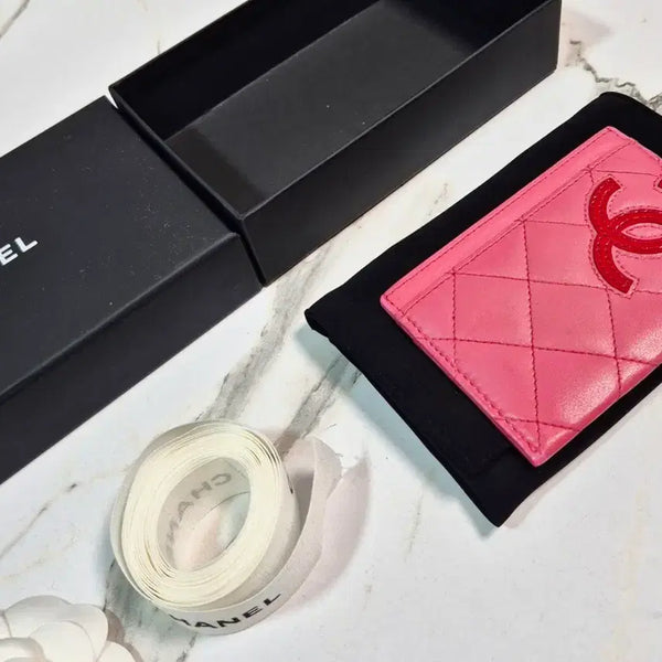 [BUNJANG] Chanel Classic Quilted Card Holder Case Pink Leather / (정품) 샤넬 클래식 퀼팅 카드지갑 명함홀더 케이스
