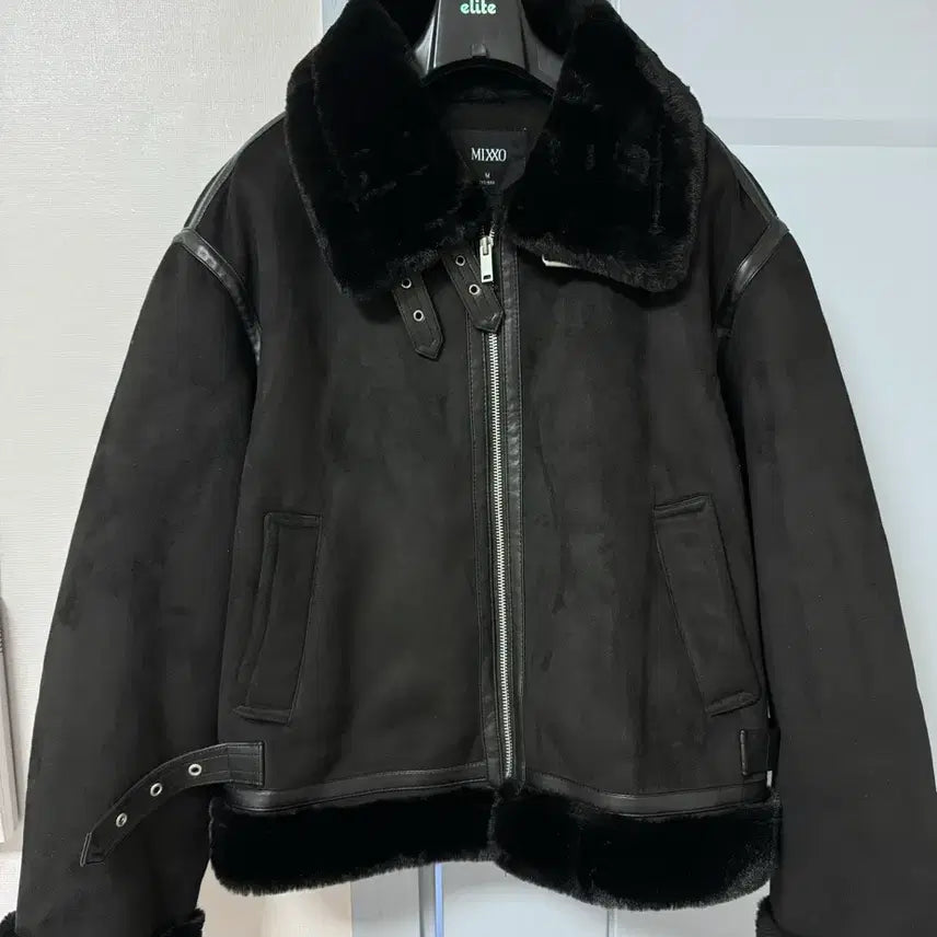 [BUNJANG] Mixxo Stand Collar Suede Mustang Jacket Black / 미쏘 스탠카라 무스탕 D/블랙 95사이즈