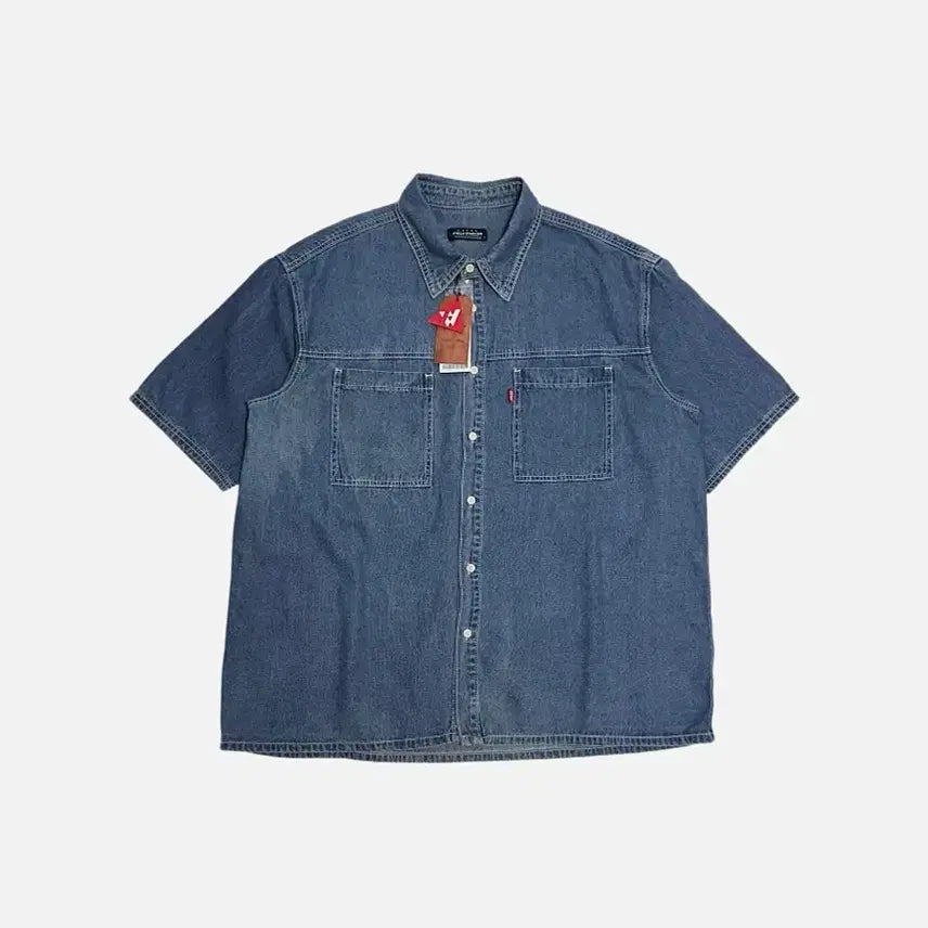 [BUNJANG] Fieldwork Pocket Denim Short Sleeve Shirt / 필드워커 포켓 데님 반팔 셔츠 남자 청남방
