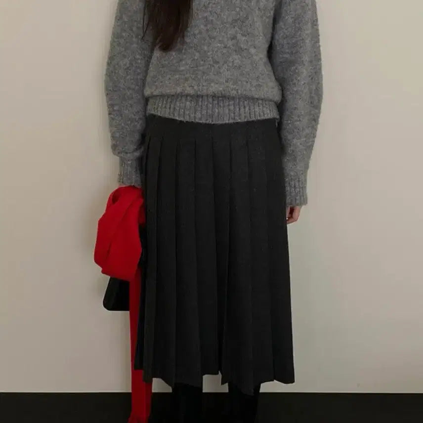 [BUNJANG] Maimai Beige Pleated Wool Skirt / 킨다베이지 플리츠 울 스커트 (메이비베이비가내스라프롬비기닝슬로우앤드)