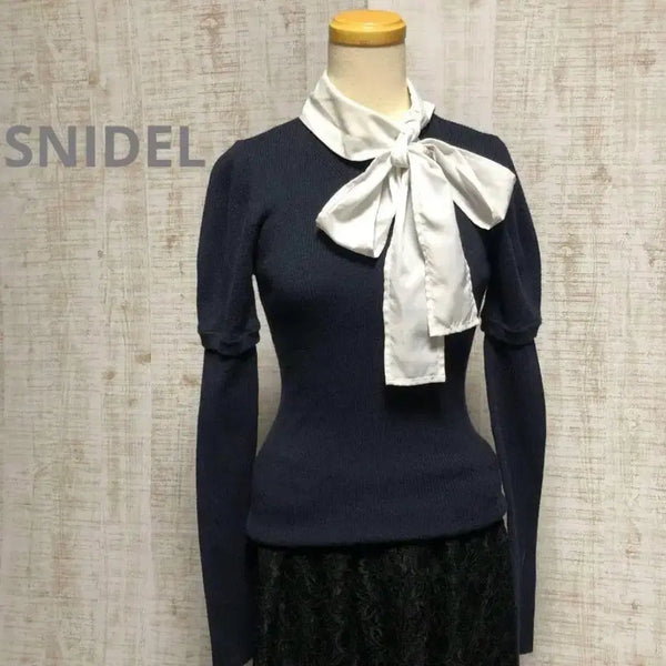 [BUNJANG] Snidel Ribbon Knit Blouse / snidel 스나이델 리본 블라우스 니트 스나계 grl 일브 일본 일녀
