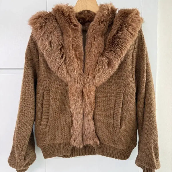 [BUNJANG] Real Fox Fur Knit Cardigan / 리얼 폭스 니트 가디건