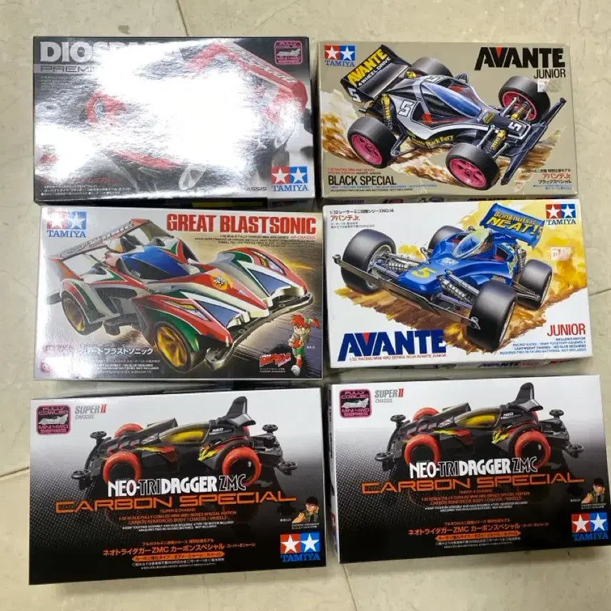 [BUNJANG] Tamiya Neo Thunders, Avante Junior, Great Blast Sonic & 3 More Mini 4WD Models (6-Item Bundle) / 타미야 네오 트라이다가 아반테외 총 6종 미니카 미니사구