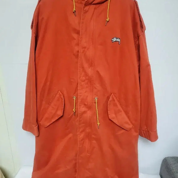 [BUNJANG] Stussy Orange Long Hooded Coat M / 스투시 오렌지색 롱 후드 코트 정품 M사이즈