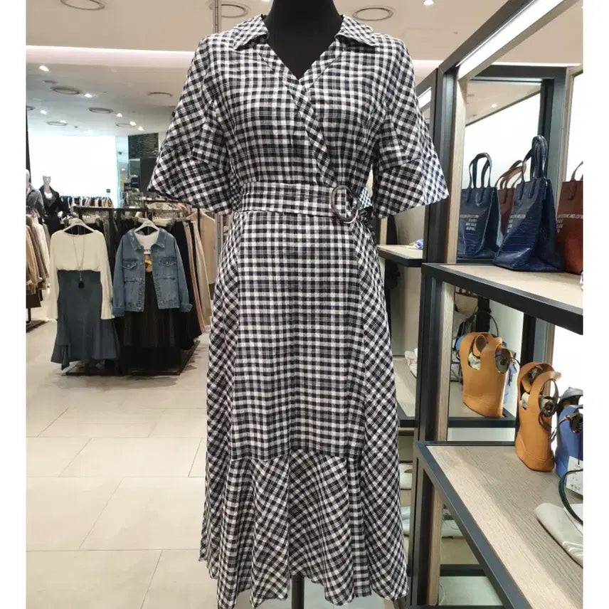 [BUNJANG] Zook Checked Belted Dress / 55) 주크 체크 벨티드 원피스