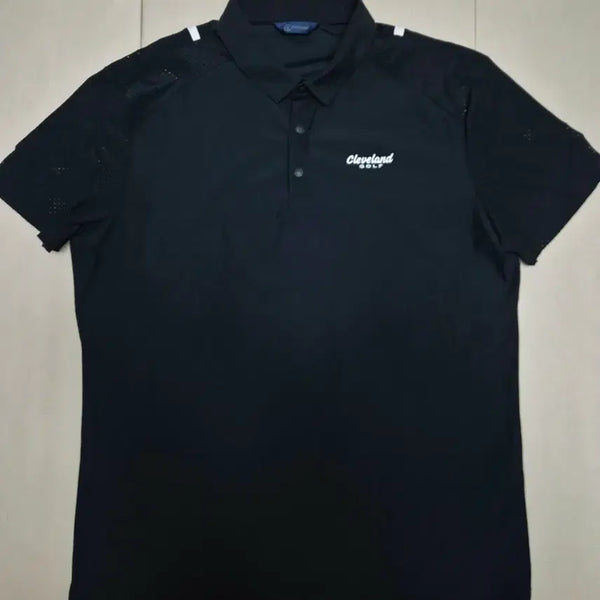 [BUNJANG] Cleveland Cooling Perforated Collar T-Shirt Black Men's Size 100 / 클리브랜드냉감펀칭카라티셔츠